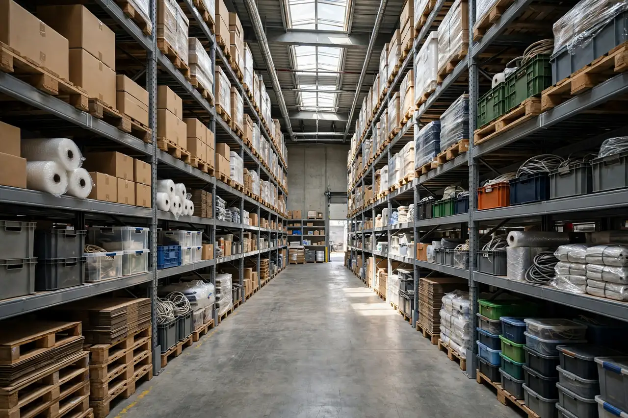 Warehouse aisle with shelving and stored goods — Warehouse Rodent Control Provo, UT